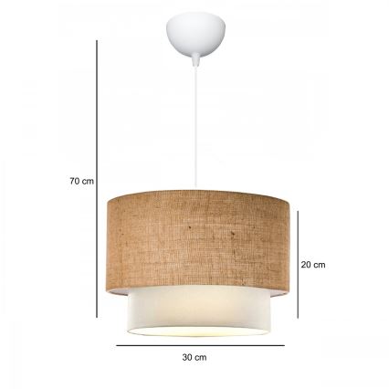 Lámpara colgante AYD 1xE27/15W/230V beige/blanco