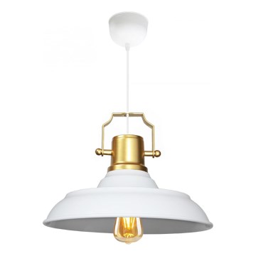 Lámpara colgante AYD 1xE27/40W/230V blanca/dorada