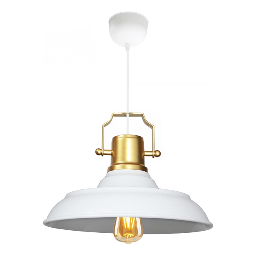 Lámpara colgante AYD 1xE27/40W/230V blanca/dorada