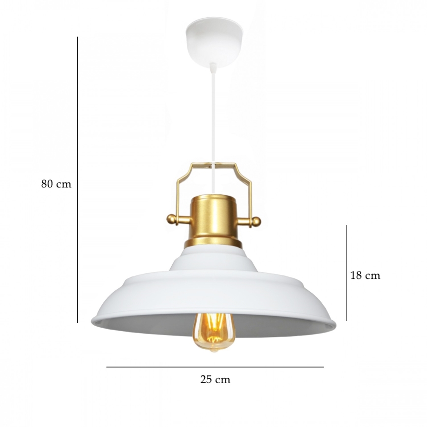 Lámpara colgante AYD 1xE27/40W/230V blanca/dorada