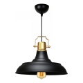 Lámpara colgante AYD 1xE27/40W/230V negra/dorada
