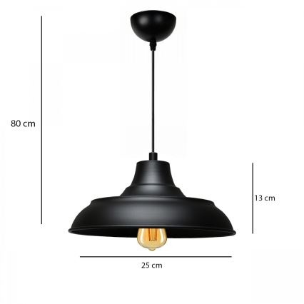 Lámpara colgante AYD 1xE27/40W/230V negra