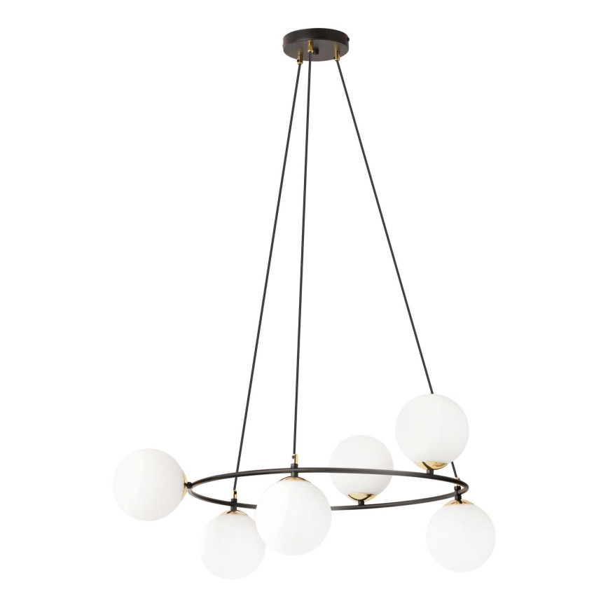 Lámpara colgante AZURA 6xE14/10W/230V negro/blanco