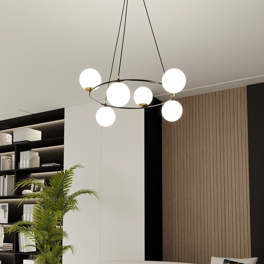 Lámpara colgante AZURA 6xE14/10W/230V negro/blanco