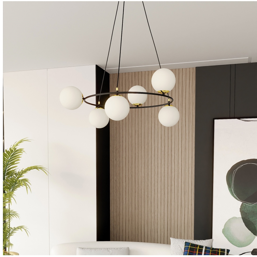 Lámpara colgante AZURA 6xE14/10W/230V negro/blanco