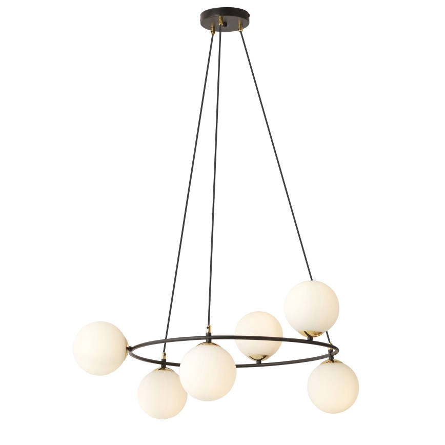 Lámpara colgante AZURA 6xE14/10W/230V negro/blanco