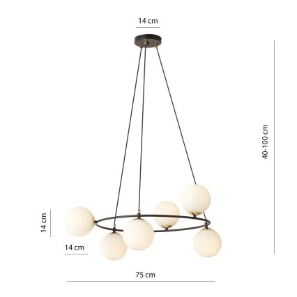 Lámpara colgante AZURA 6xE14/10W/230V negro/blanco