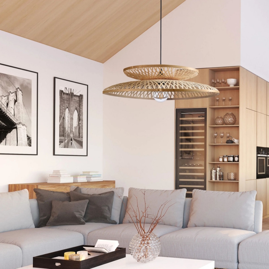 Lámpara colgante BALI 1xE27/20W/230V diá. 60 cm bambú