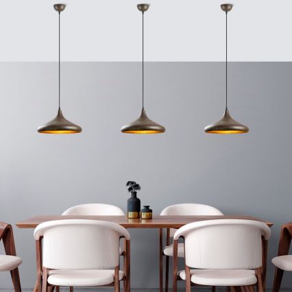 Lámpara colgante BAREK 1xE27/40W/230V gris