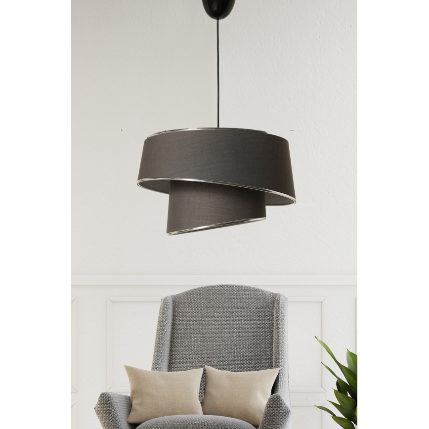 Lámpara colgante BARETTE 1xE27/60W/230V antracita/cromo brillante