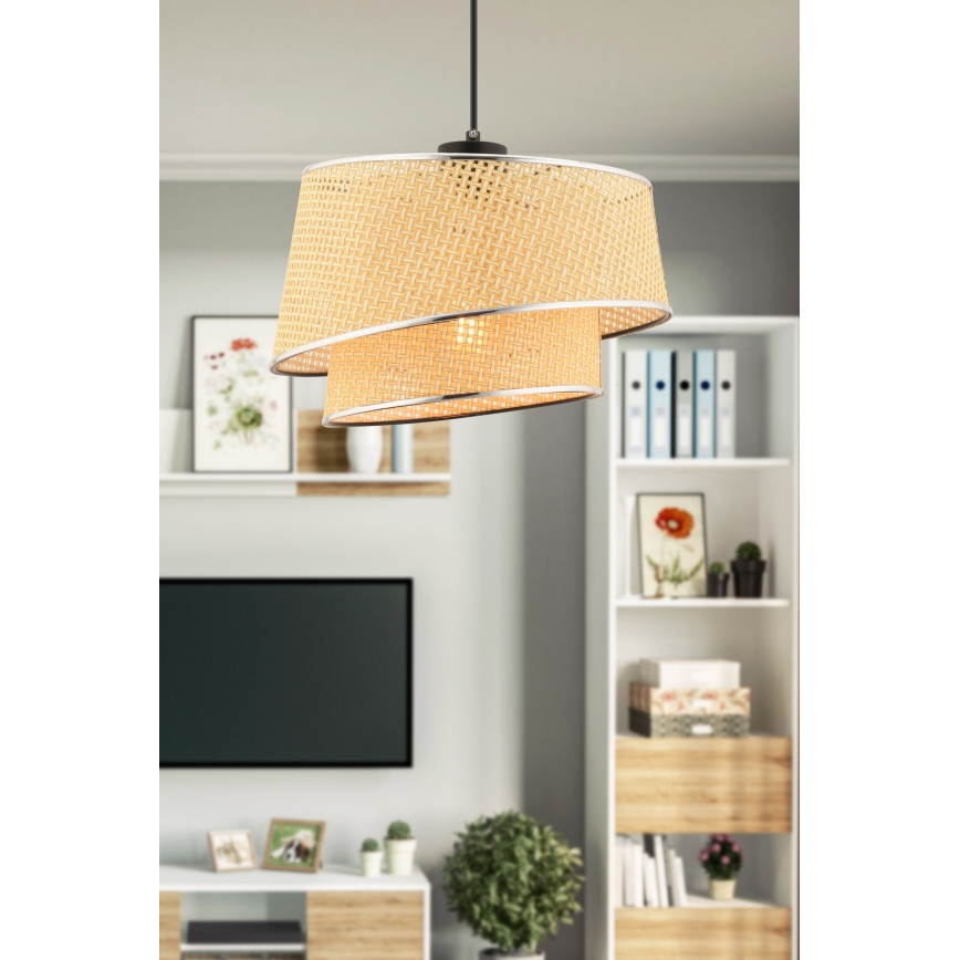 Lámpara colgante BARETTE 1xE27/60W/230V beige/cobre brillante