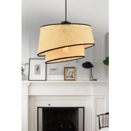 Lámpara colgante BARETTE 1xE27/60W/230V beige/negra