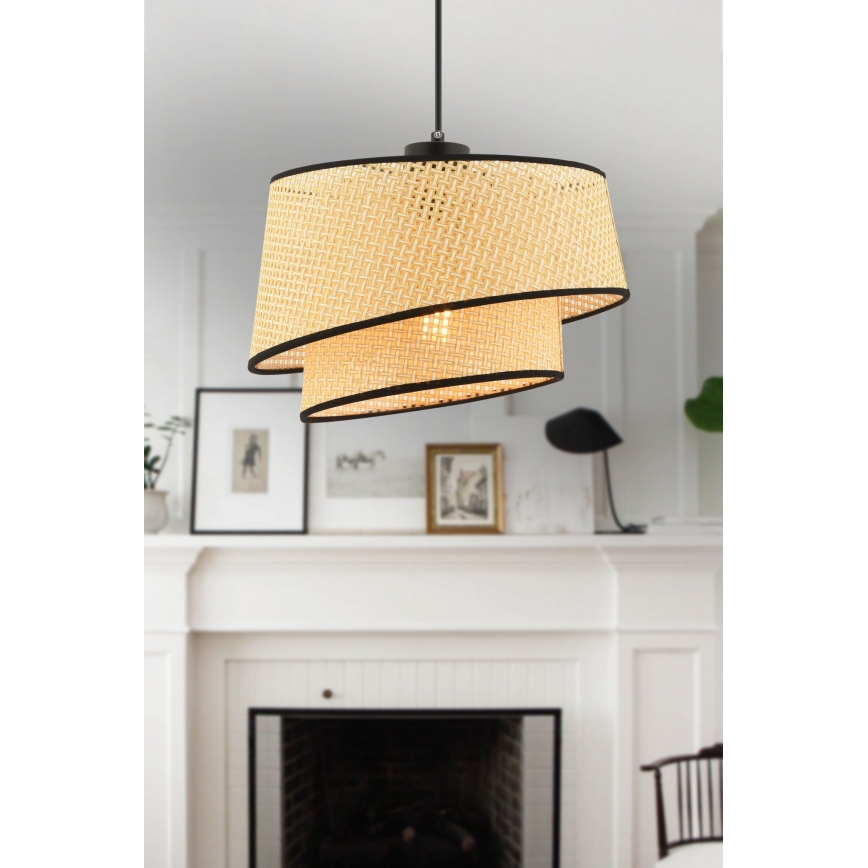 Lámpara colgante BARETTE 1xE27/60W/230V beige/negra