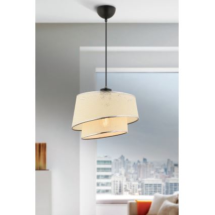 Lámpara colgante BARETTE 1xE27/60W/230V crema/cromo brillante