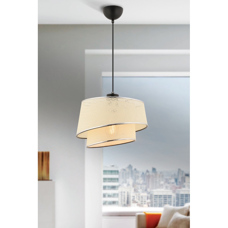 Lámpara colgante BARETTE 1xE27/60W/230V crema/cromo brillante