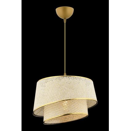 Lámpara colgante BARETTE 1xE27/60W/230V crema/dorada