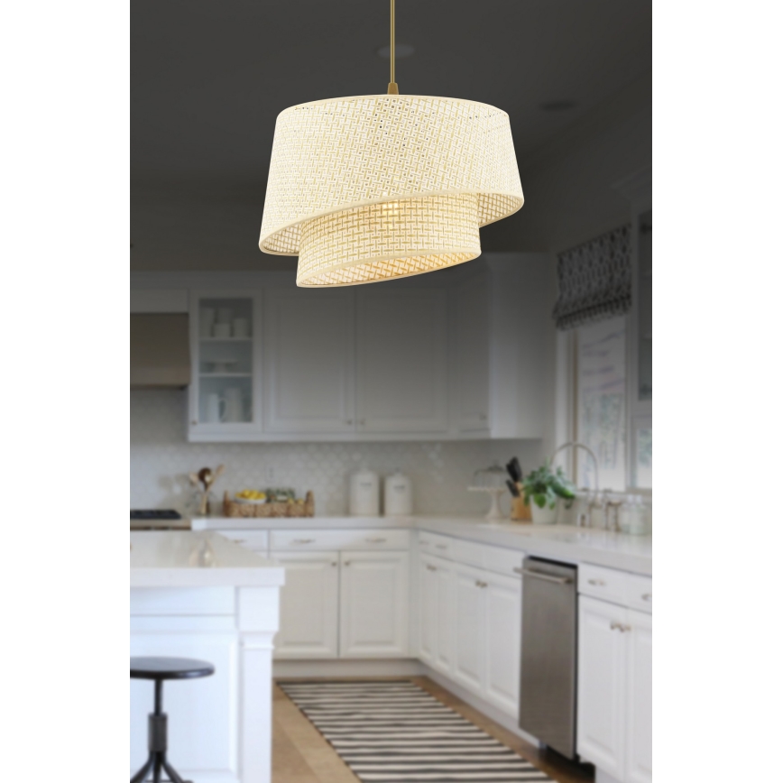 Lámpara colgante BARETTE 1xE27/60W/230V crema