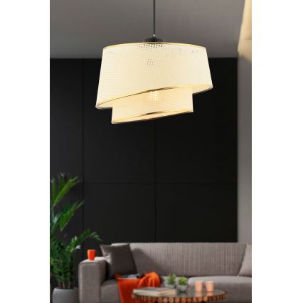 Lámpara colgante BARETTE 1xE27/60W/230V crema/oro