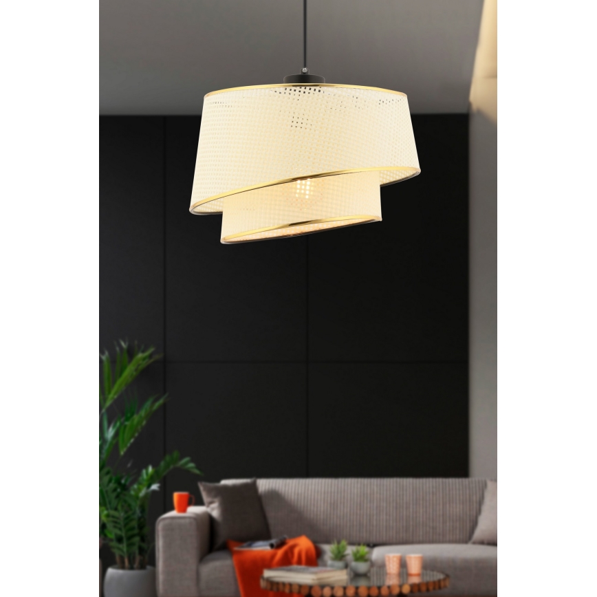 Lámpara colgante BARETTE 1xE27/60W/230V crema/oro