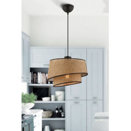 Lámpara colgante BARETTE 1xE27/60W/230V marrón/negra