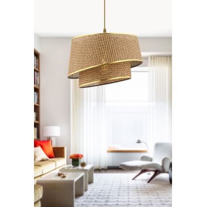 Lámpara colgante BARETTE 1xE27/60W/230V marrón/oro