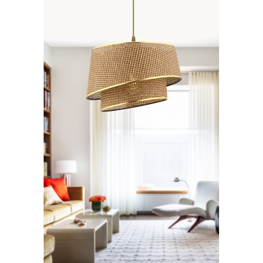 Lámpara colgante BARETTE 1xE27/60W/230V marrón/oro