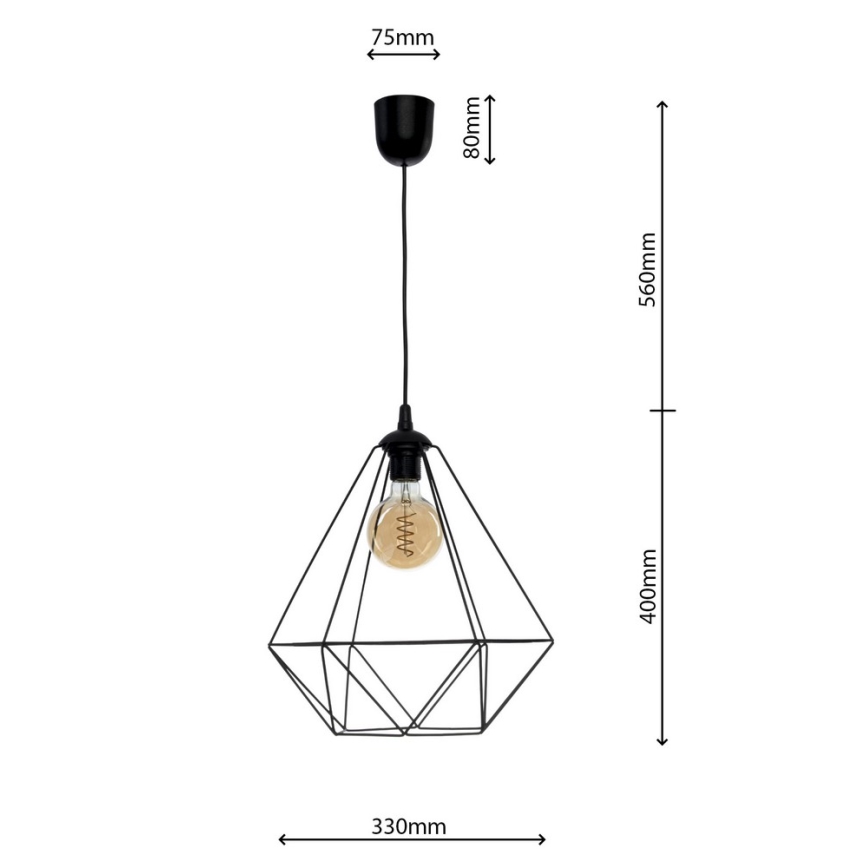 Lámpara colgante BASKET 1xE27/60W/230V negra