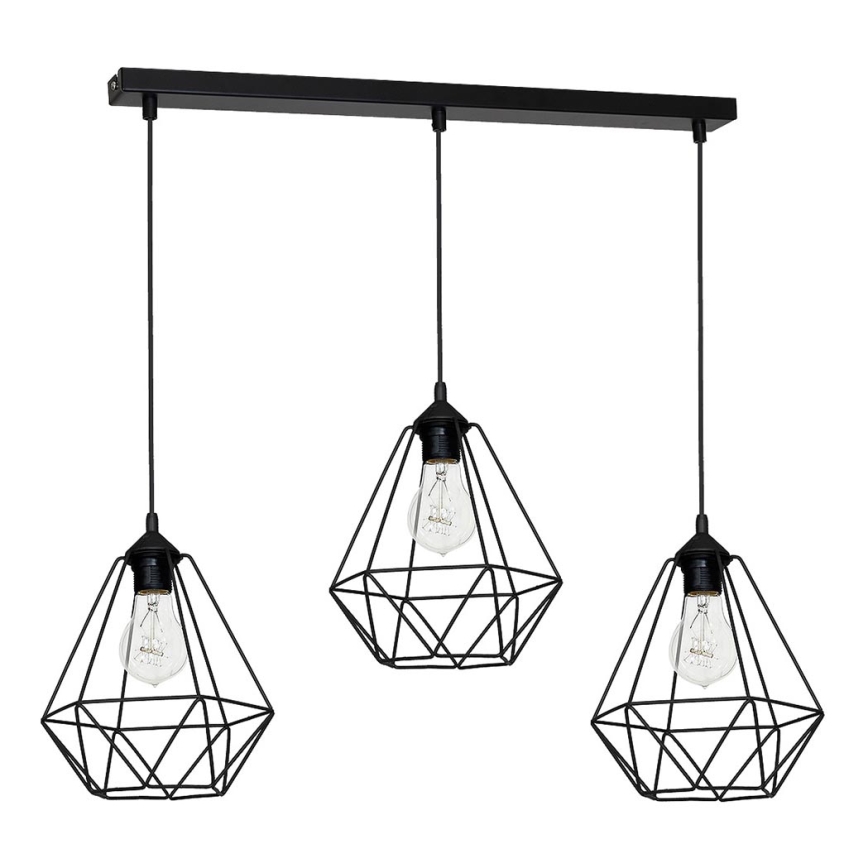 Lámpara colgante BASKET 3xE27/60W/230V negra