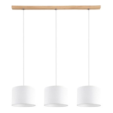 Lámpara colgante BENITA 3xE27/40W/230V blanco/roble