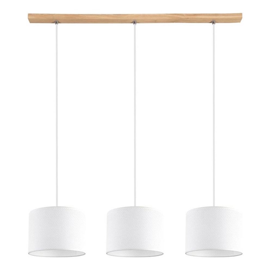 Lámpara colgante BENITA 3xE27/40W/230V blanco/roble