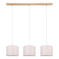 Lámpara colgante BENITA 3xE27/40W/230V color crema/roble
