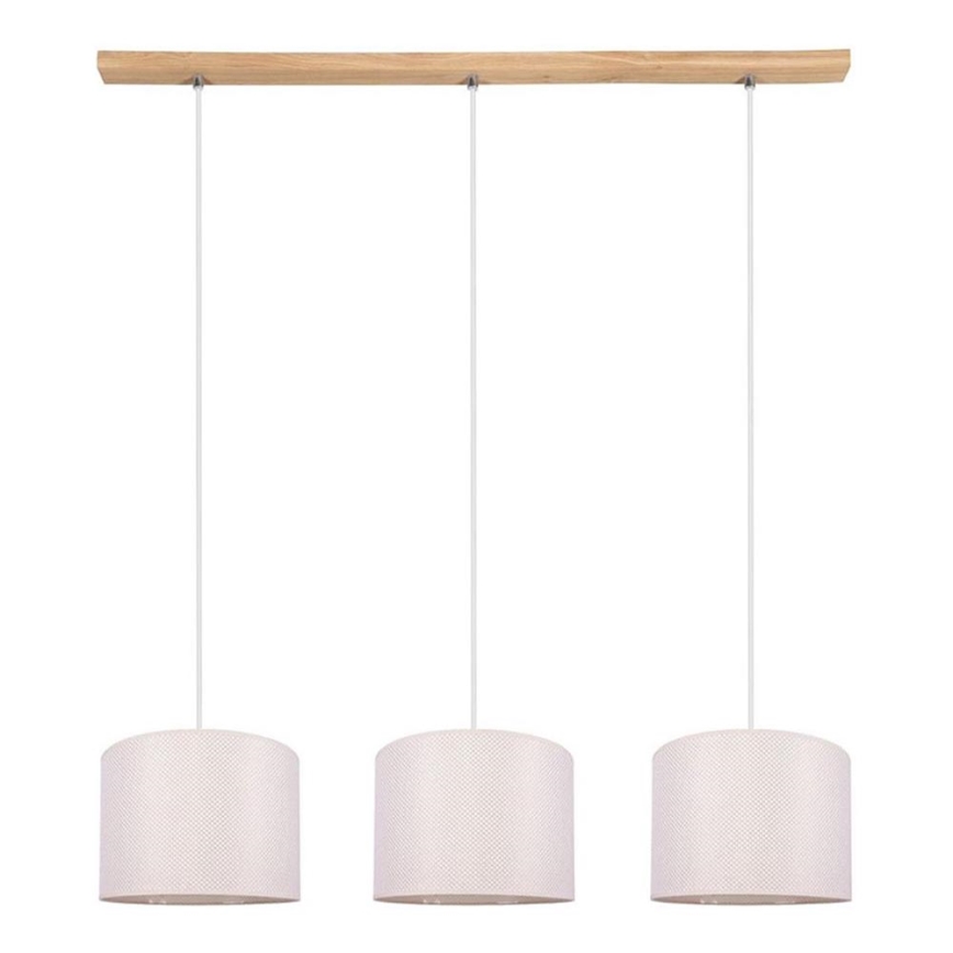 Lámpara colgante BENITA 3xE27/40W/230V color crema/roble