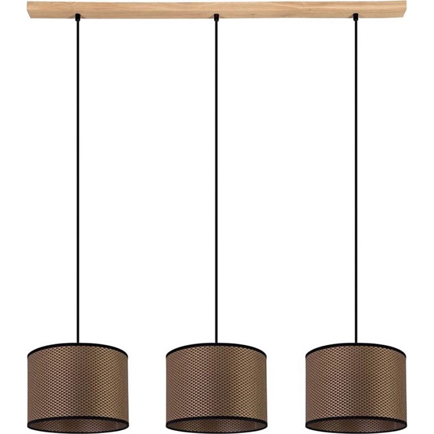 Lámpara colgante BENITA 3xE27/40W/230V marrón/roble