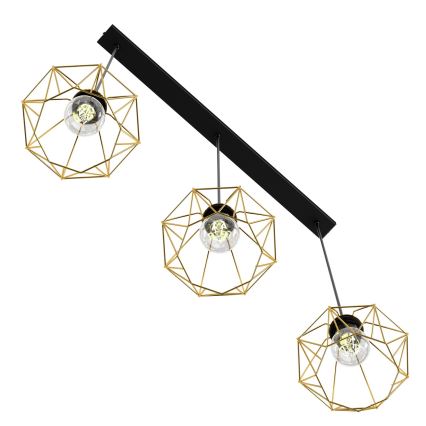 Lámpara colgante BERGEN 3xE27/60W/230V negro/dorado