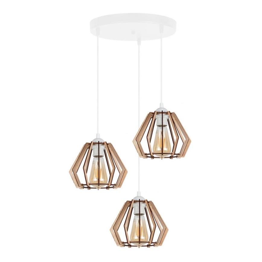 Lámpara colgante BERGO 3xE27/60W/230V blanco