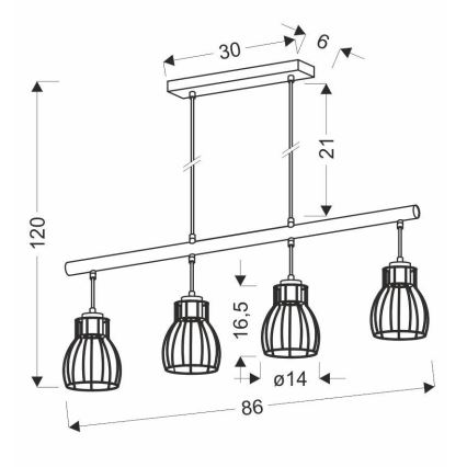 Lámpara colgante BERNITA 4xE27/60W/230V