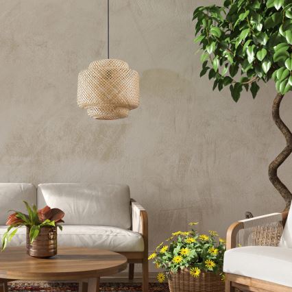Lámpara colgante BERTA 1xE27/20W/230V diá. 40 cm bambú
