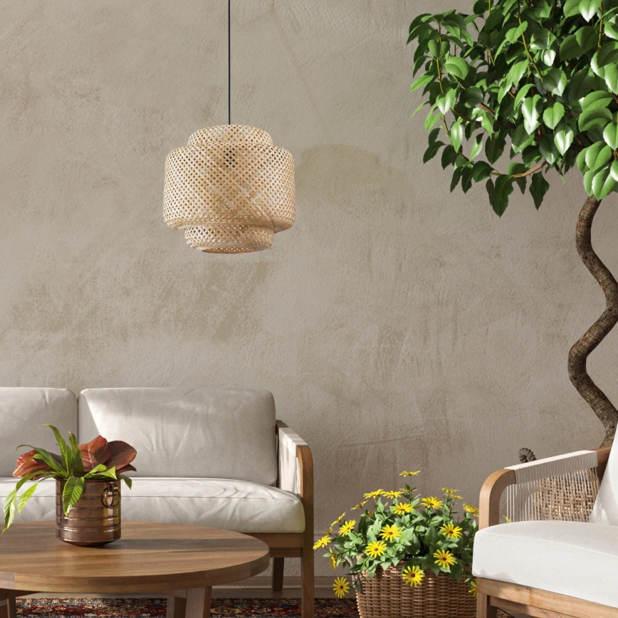 Lámpara colgante BERTA 1xE27/20W/230V diá. 40 cm bambú