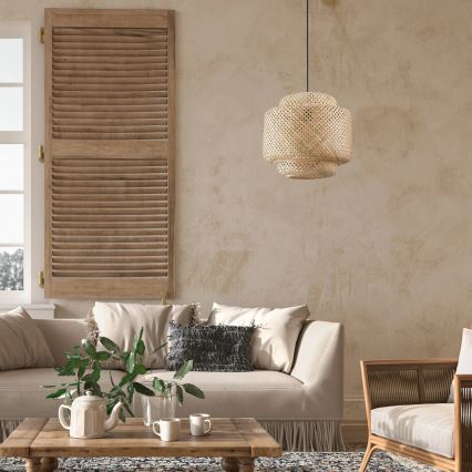 Lámpara colgante BERTA 1xE27/20W/230V diá. 40 cm bambú