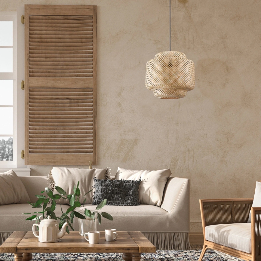 Lámpara colgante BERTA 1xE27/20W/230V diá. 40 cm bambú