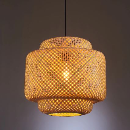 Lámpara colgante BERTA 1xE27/20W/230V diá. 40 cm bambú