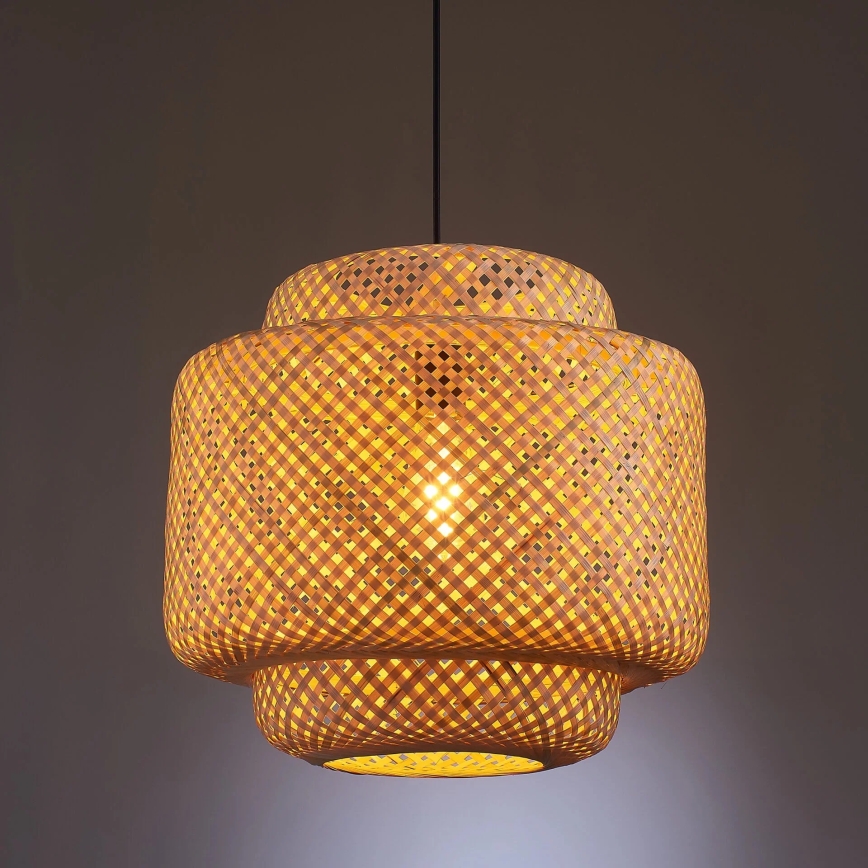 Lámpara colgante BERTA 1xE27/20W/230V diá. 40 cm bambú