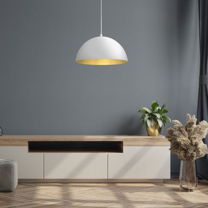 Lámpara colgante BETA 1xE27/60W/230V diá. 35 cm blanco
