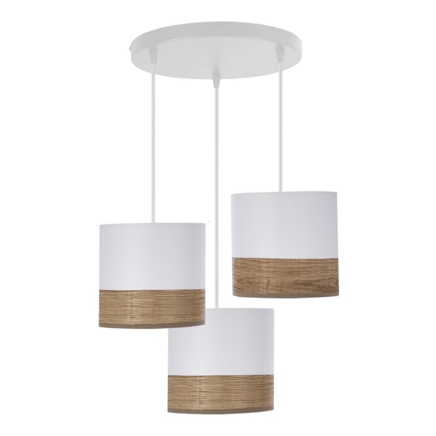 Lámpara colgante BIANCO 3xE27/40W/230V blanco/marrón