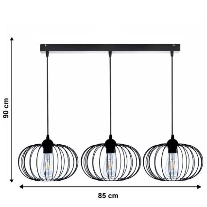 Lámpara colgante BOCCA 3xE27/60W/230V