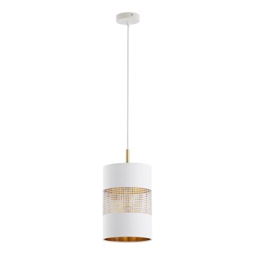 Lámpara colgante BOGART 1xE27/15W/230V blanco/dorado