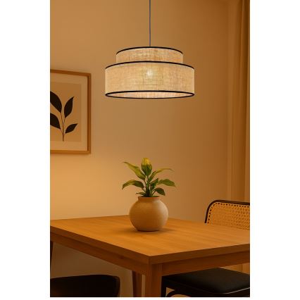 Lámpara colgante BOHO 1xE27/60W/230V diá. 40 cm beige