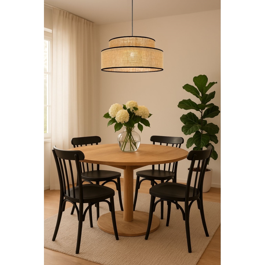 Lámpara colgante BOHO 1xE27/60W/230V diá. 40 cm beige