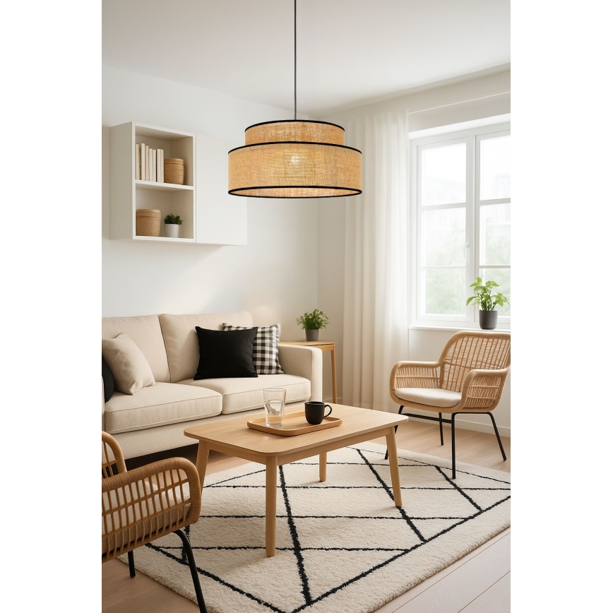 Lámpara colgante BOHO 1xE27/60W/230V diá. 40 cm beige