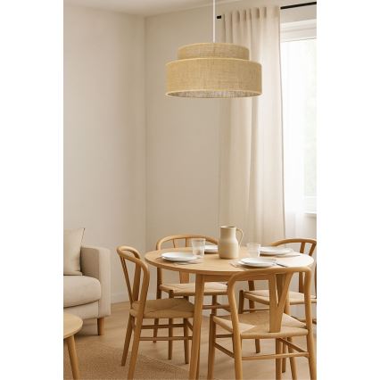 Lámpara colgante BOHO 1xE27/60W/230V diá. 40 cm beige
